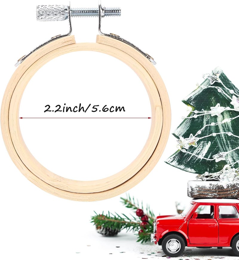 Caydo 10 Pieces 2.2 Inch Mini Embroidery Hoops Adjustable Circle, Cross Stitch Hoop Ring for Embroidery, Art Craft Handy Sewing, and Home Decoration - Image 2